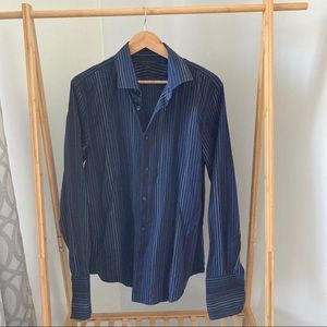 Express Design Studio Blue Striped French Cuff Shirt
